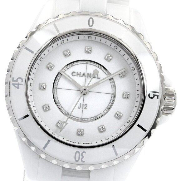 CHANEL J12 white ceramic H5704 12P diamond white Dial Quartz Ladies Watch_891819 - Picture 1 of 6